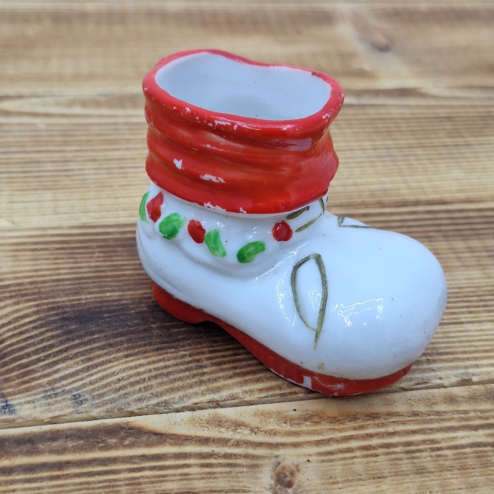 Vintage 1950s‎ Ceramic Christmas Boot - Japan - 1950's - 1.5" Tall